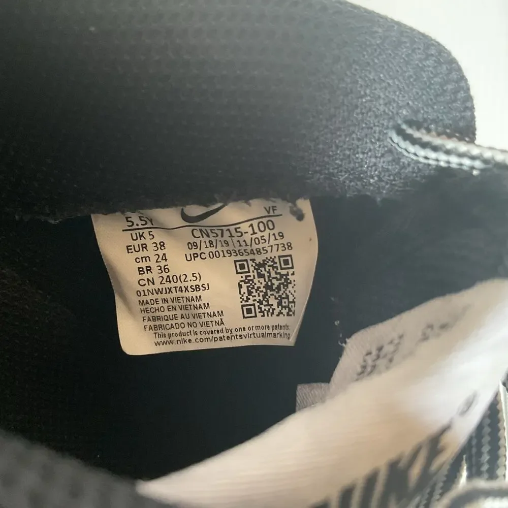 Nike Air Force 1 Low White Black Pebble Leather GS 5.5Y Women’s 7 AF1
